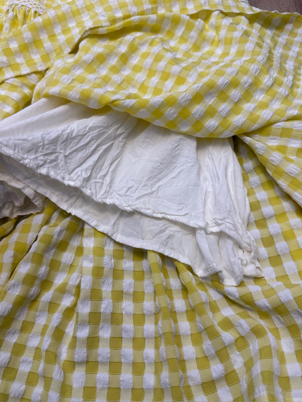 Yellow Gingham Tie-Front Maxi Dress with Puff Sleeves by Mable - Picture 9 of 10